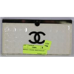 LOT OF 5 REPLICA  CHANEL WHITE WALLETS W/ BLACK