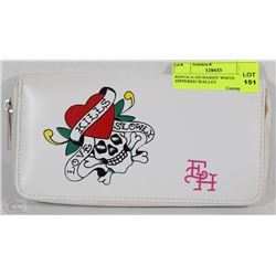 REPLICA ED HARDY WHITE ZIPPERED WALLET