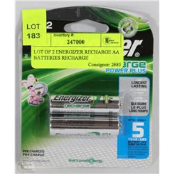 LOT OF 2 PACKS ENERGIZER RECHARGE AA BATTERIES