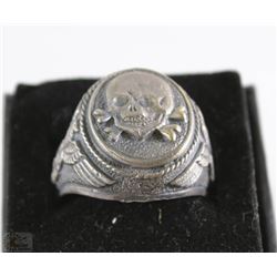 GERMAN TOTENKOPT RING WITH NAZI & SS STAMP ON SIDE