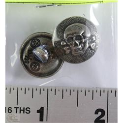 2 TOTENKOPT UNIFORM BUTTONS MARKED SS RZM 155/38