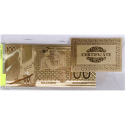 CANADIAN 100 DOLLAR GOLD BANK NOTE REPLICA
