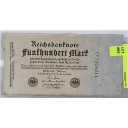 GERMAN 1922 500 MARK BANK NOTE