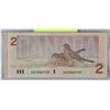Image 1 : CANADIAN 1986 TWO DOLLAR NOTE ROBIN SERIES X2
