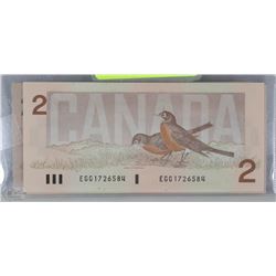 CANADIAN 1986 TWO DOLLAR NOTE ROBIN SERIES X4