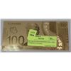 Image 1 : 24K GOLD $100 CANADIAN BILL (NOT CURRENCY/LEGAL)