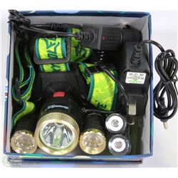 6000 LUMEN TACTICAL HEADLAMP WITH BATTERIES AND 2