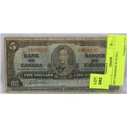 1937 CANADIAN $5.00 BILL