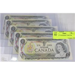 SET OF 5 CANADIAN 1 DOLLAR BILLS