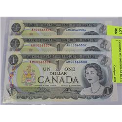 CANADIAN 1973 ONE DOLLAR BILL X 3