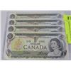 CANADIAN 1973 ONE DOLLAR BILL X 4