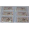 CANADIAN 1986 TWO DOLLAR BILL X 6