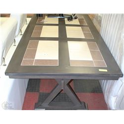 WOOD AND TILETOP RECTANGLE KITCHEN TABLE