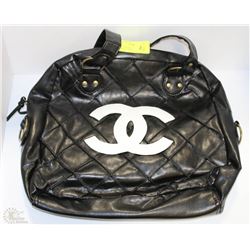 REPLICA CHANEL PURSE - BLACK WITH WHITE EMBLEM