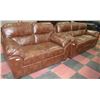 Image 1 : 1601 BROWN LEATHER SOFA AND LOVE SEAT