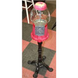 GLASS GLOBE FREE SPIN GUMBALL MACHINE CAST IRON
