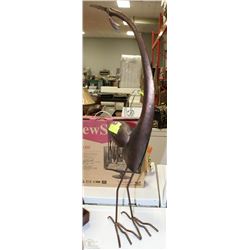 LARGE DECORATIVE METAL HERON SCULPTURE (34"X10")