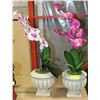 Image 1 : TWO DECORATIVE PLANTERS WITH FAUX FLOWERS