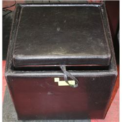 DARK BROWN STORAGE OTTOMAN WITH SERVING TRAY