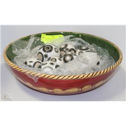 DESIGNER BOWL WITH 9 DECORATIVE BALLS