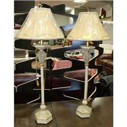 PAIR OF BUFFET STYLE LAMPS WITH ETCHED DESIGN