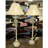 Image 1 : PAIR OF BUFFET STYLE LAMPS WITH ETCHED DESIGN
