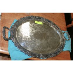 SILVER TEA TRAY - OVASL SILVER PLATED, VINTAGE