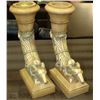 Image 1 : 2 GOLD LEAF RAM HEAD CANDLE HOLDERS