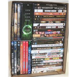 BOX WITH 34 DVD MOVIES W/2 BOX SETS -