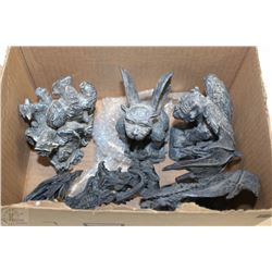 LOT OF 5 FANTASY CREATURE ORNAMENTS