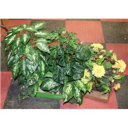 LARGE WICKER BASKET WITH FAUX FLORAL ARRANGEMENT