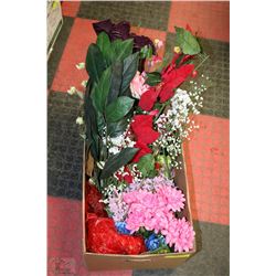 LARGE BOX OF ARTIFICIAL FLOWERS