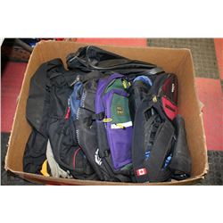 LARGE BOX FULL OF BACKPACKS, DUFFLE BAGS