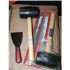 Image 1 : FLAT WITH FILES, RUBBER MALLETS AND PUTTY KNIFE