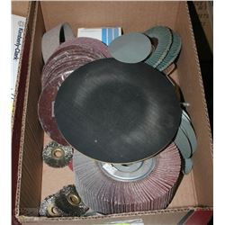 BOX WITH LARGE ASST OF SANDING AND GRINDING WHEELS