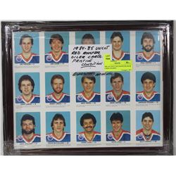 1984 -85 UNCUT RED ROOSTER OILER CARDS FRAMED