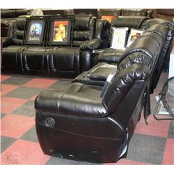 NEW BLACK LEATHERETTE DELUXE RECLINING SECTIONAL