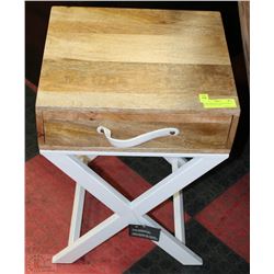 NEW HOMETRENDS WOOD&METAL X-LEG ACCENT TABLE