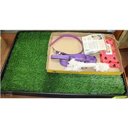 DOG INDOOR GRASS PEE PAD AND ASSORTED DOGGIE