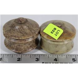 TWO MARBLE TRINKET BOXES