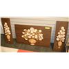 Image 1 : SET OF 3 WOOD AND CERAMIC PICTURES