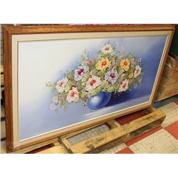 UNIQUE FLORAL OIL PAINTING ON CANVAS (53"X29")
