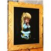 Image 1 : VINTAGE VELVET PICTURE OF GIRL PRAYING BY GUILA