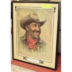 SIDE KICK PRINT 1974 SIGNED BILL HAMPTON FRAMED