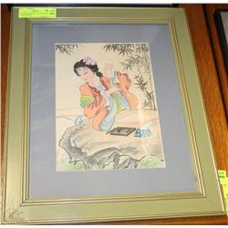 FRAMED ASIAN STYLE BEAUTIFUL LADY FIGURE