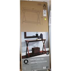 GLASS TOP CONSOLE TABLE IN BOX DARK BROWN
