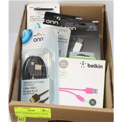 BOX OF ASSORTED DEVICE CABLES