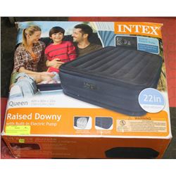 NEW INTEK QUEEN AIR BED WITH PUMP (UNTESTED)