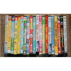 1 BOX OF FAMILY/KIDS DVDS