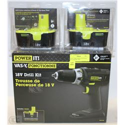 18 VOLT DRILL WITH 3 BATTERIES AND CHARGER  NEW